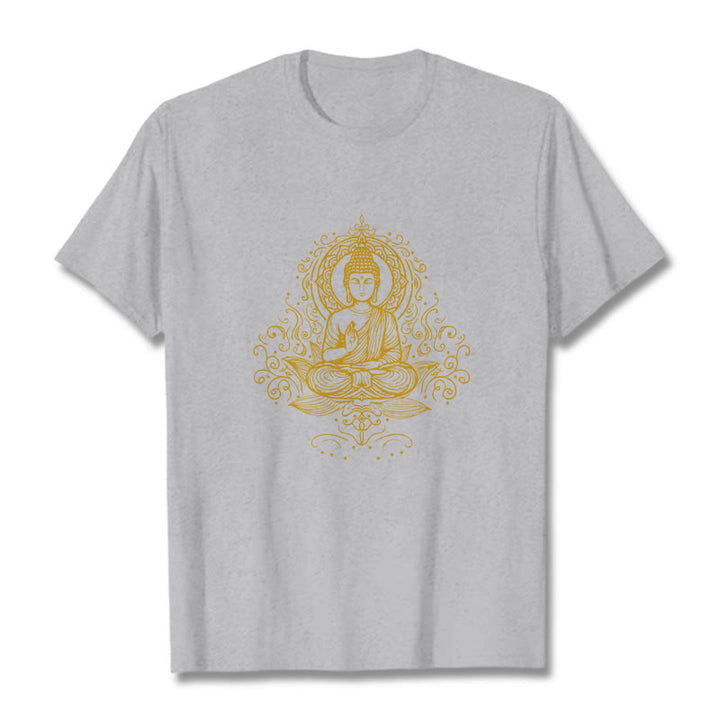 T- Buddha Stones Fleur de Lotus Vignes Méditation Bouddha T-shirt - Gris clair - 2XL - image 19
