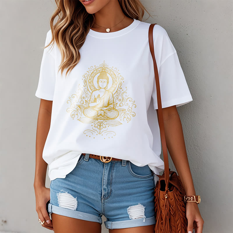 T- Buddha Stones Fleur de Lotus Vignes Méditation Bouddha T-shirt - image 9