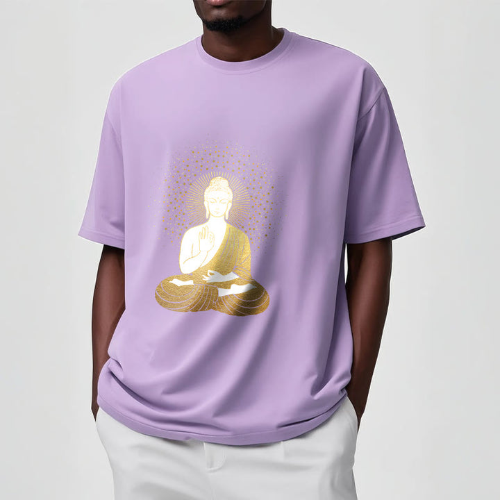 T-shirt Buddha Stones de Bouddha Méditation Dorée avec Aura Dorée - image 17
