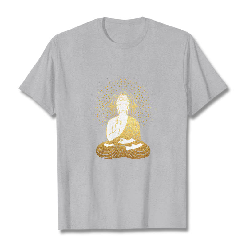 T-shirt Buddha Stones de Bouddha Méditation Dorée avec Aura Dorée - Gris clair - 2XL - image 19