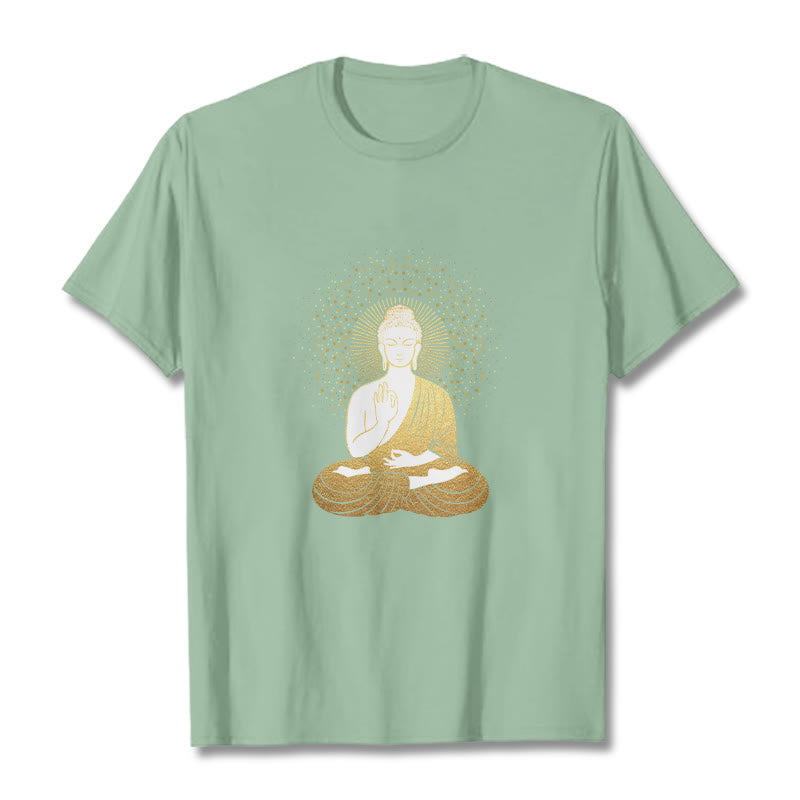 T-shirt Buddha Stones de Bouddha Méditation Dorée avec Aura Dorée - Vert pâle - 2XL - image 14