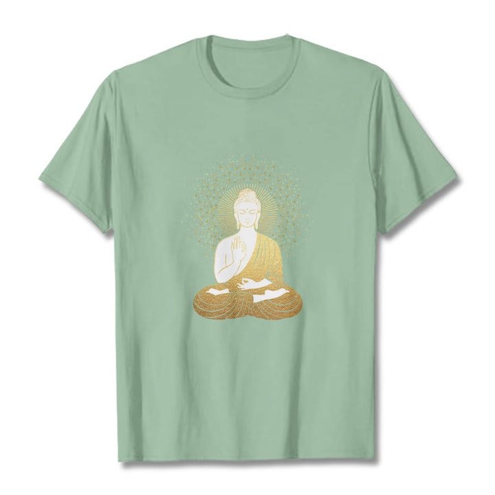 T-shirt Buddha Stones de Bouddha Méditation Dorée avec Aura Dorée - Vert pâle - 2XL - image 14