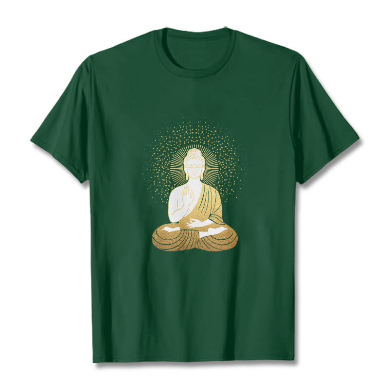 T-shirt Buddha Stones de Bouddha Méditation Dorée avec Aura Dorée - Vert forêt - 2XL - image 0