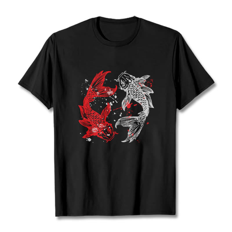 T-shirt Buddha Stones Rouge Noir Poisson Koi - Noir - 2XL - image 4