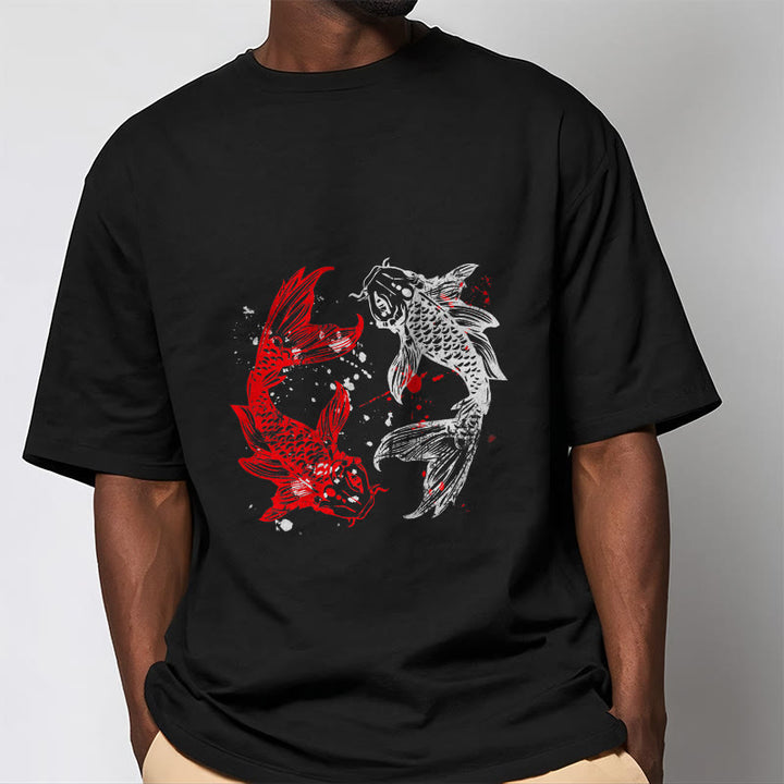 T-shirt Buddha Stones Rouge Noir Poisson Koi - image 5