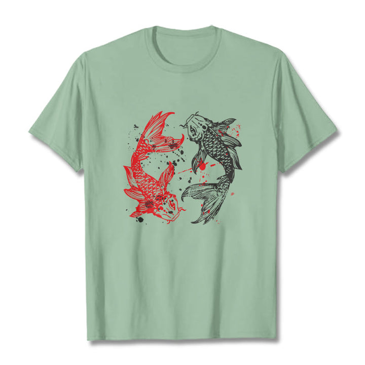 T-shirt Buddha Stones Rouge Noir Poisson Koi - Vert pâle - 2XL - image 14