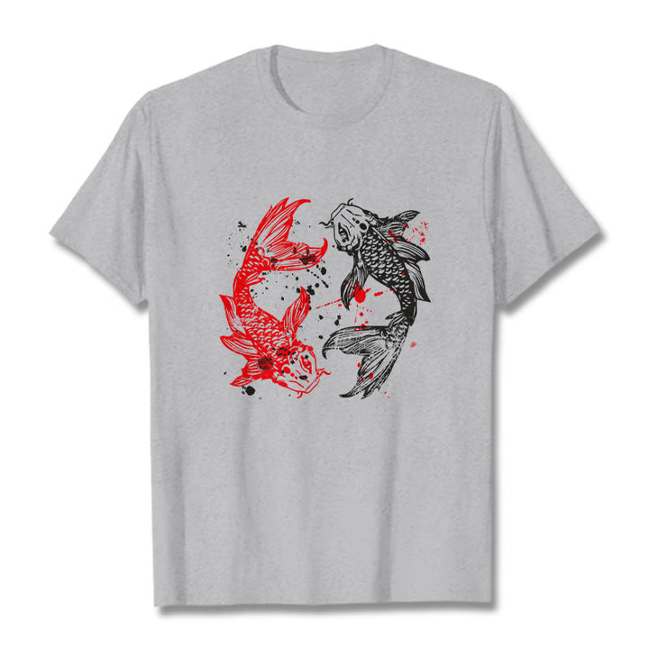 T-shirt Buddha Stones Rouge Noir Poisson Koi - Gris clair - 2XL - image 19