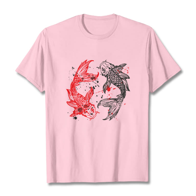 T-shirt Buddha Stones Rouge Noir Poisson Koi - Rose clair - 2XL - image 12