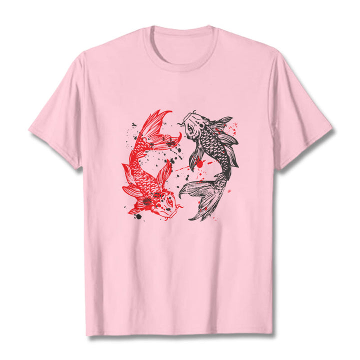 T-shirt Buddha Stones Rouge Noir Poisson Koi - Rose clair - 2XL - image 12