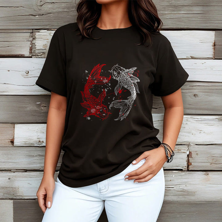 T-shirt Buddha Stones Rouge Noir Poisson Koi - image 7