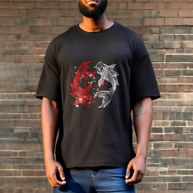 T-shirt Buddha Stones Rouge Noir Poisson Koi - image 7
