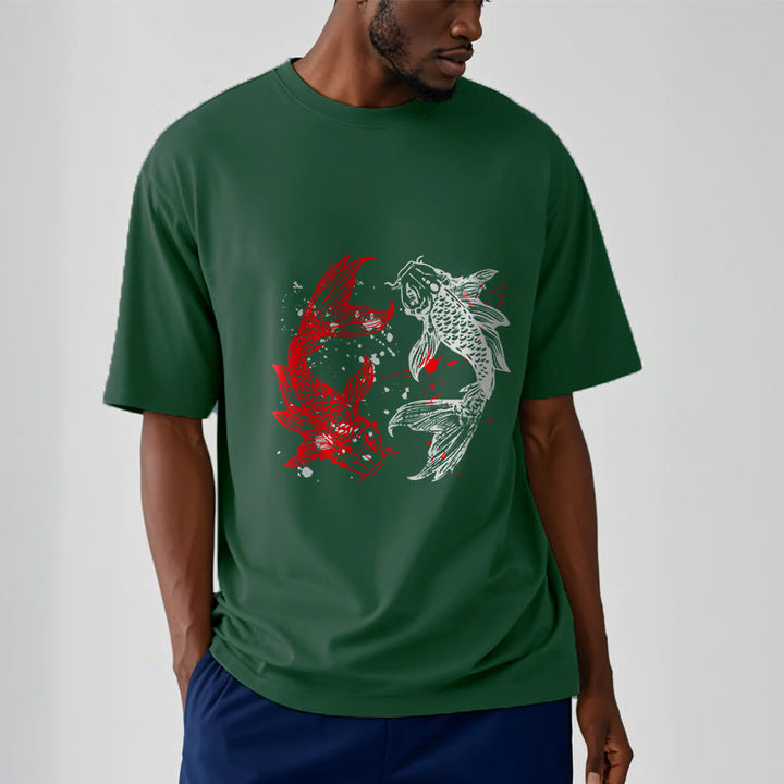 T-shirt Buddha Stones Rouge Noir Poisson Koi - image 12