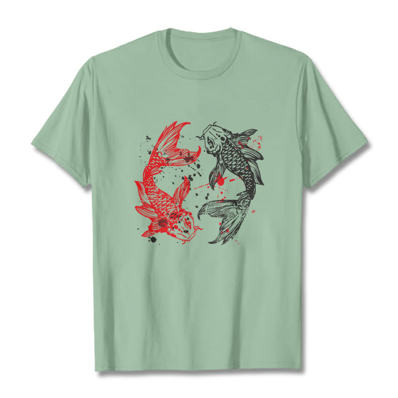 T-shirt Buddha Stones Rouge Noir Poisson Koi - Vert pâle - 2XL - image 15