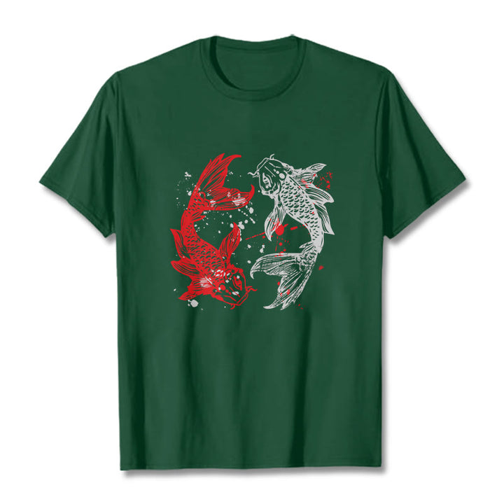 T-shirt Buddha Stones Rouge Noir Poisson Koi - Forêt Verte - 2XL - image 11