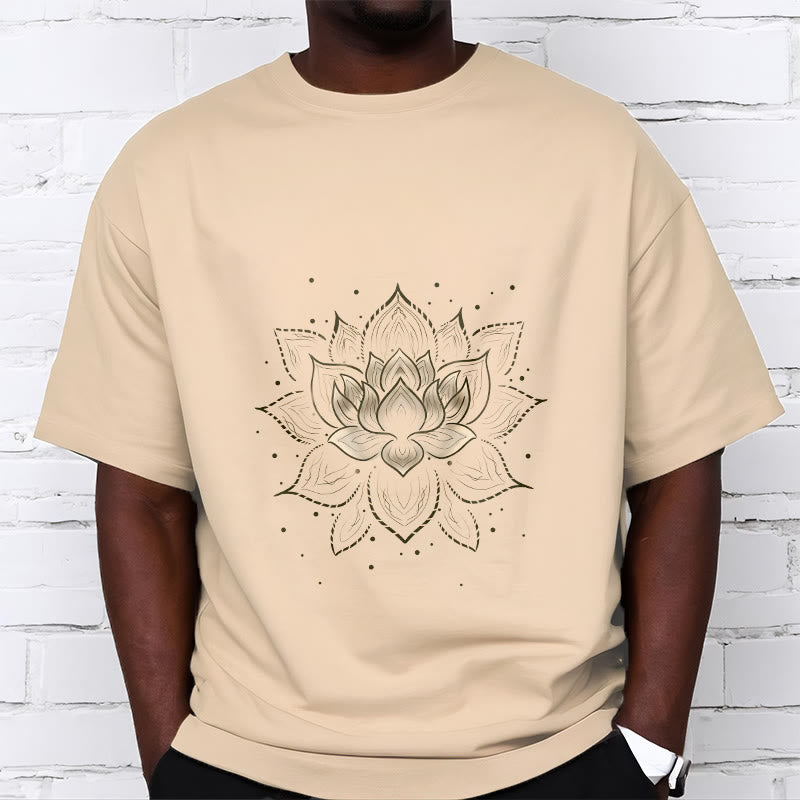 T-shirt avec motif de fleur de lotus doré et Buddha Stones