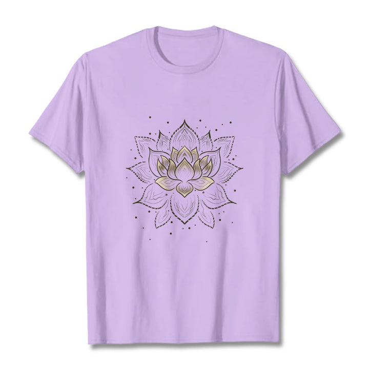 T-shirt avec motif de fleur de lotus doré et Buddha Stones - Prune - 2XL - image 16