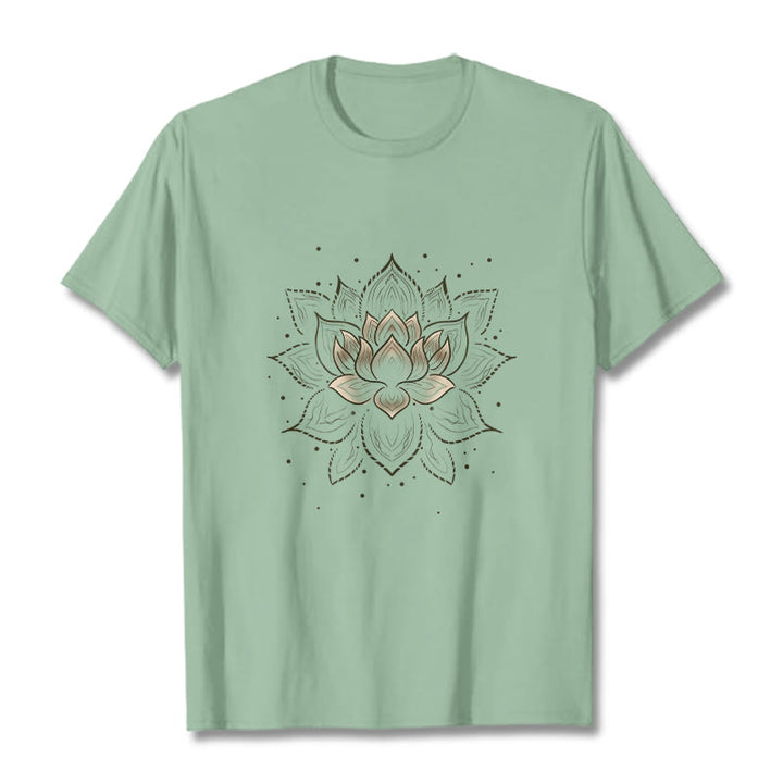 T-shirt avec motif de fleur de lotus doré et Buddha Stones - Vert pâle - 2XL - image 14