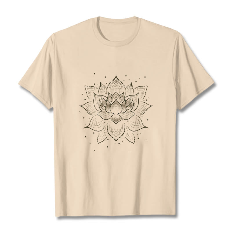 T-shirt avec motif de fleur de lotus doré et Buddha Stones - Bisque - 2XL - image 8