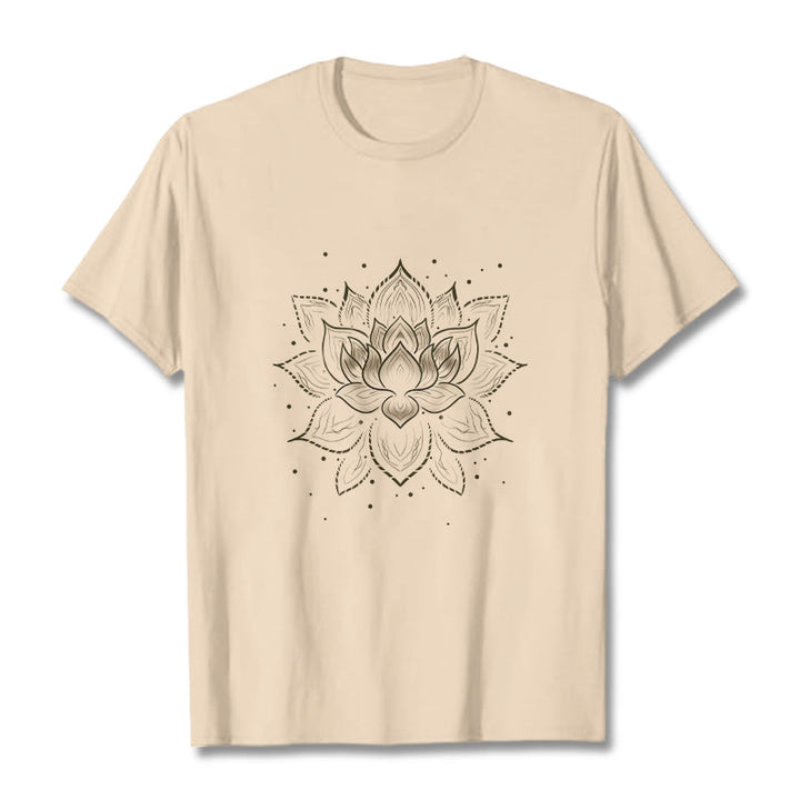 T-shirt avec motif de fleur de lotus doré et Buddha Stones - Bisque - 2XL - image 8