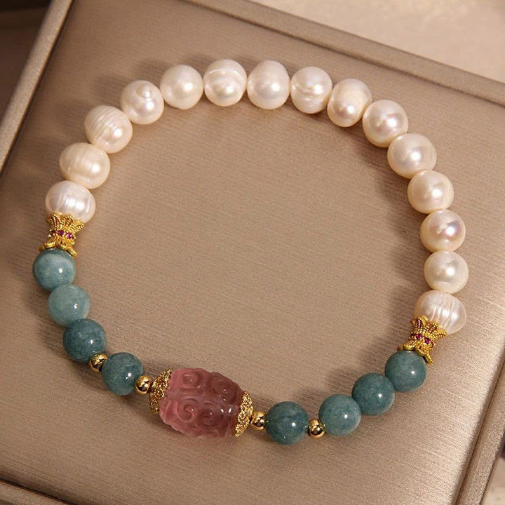 Bracelet Pureté en Jade et Quartz Fraise avec Buddha Stones