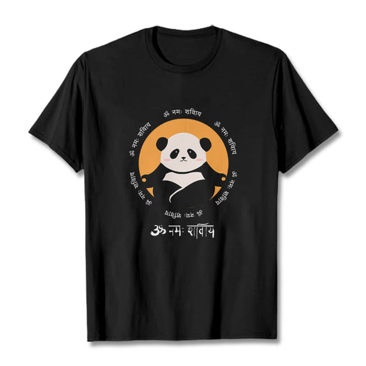 T-shirt Buddha Stones Panda sanskrit Namah Shivaya - Noir - 2XL - image 4