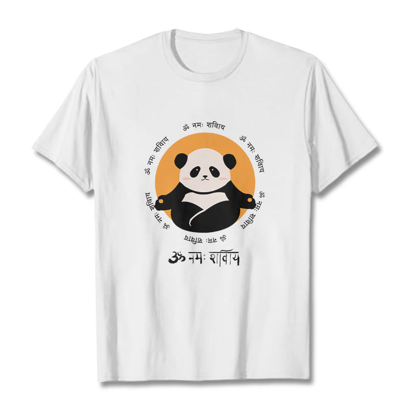 T-shirt Buddha Stones Panda sanskrit Namah Shivaya - Blanc - 2XL - image 1