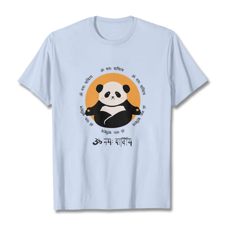T-shirt Buddha Stones Panda sanskrit Namah Shivaya - Cyan clair - 2XL - image 19