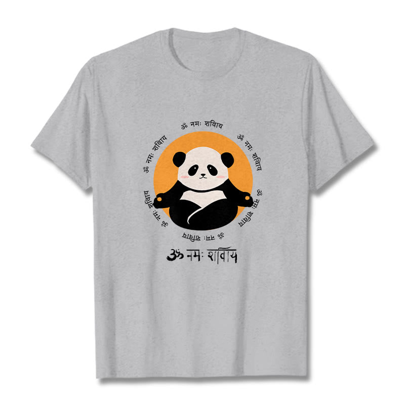 T-shirt Buddha Stones Panda sanskrit Namah Shivaya - Gris clair - 2XL - image 19