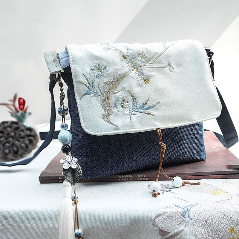 Sac à dos en toile polyester grande capacité brodé à la main avec Buddha Stones
