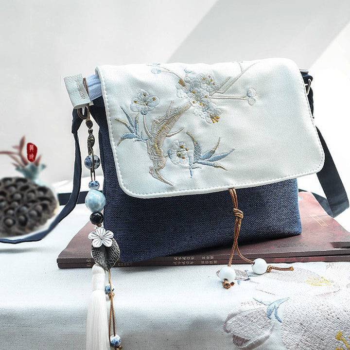 Sac à dos en toile polyester grande capacité brodé à la main avec Buddha Stones