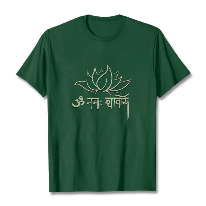 T-shirt Buddha Stones Lotus sanskrit Namah Shivaya - Vert forêt - 2XL - image 0