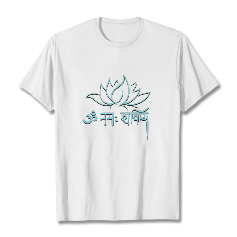T-shirt Buddha Stones Lotus sanskrit Namah Shivaya - Blanc - 2XL - image 4