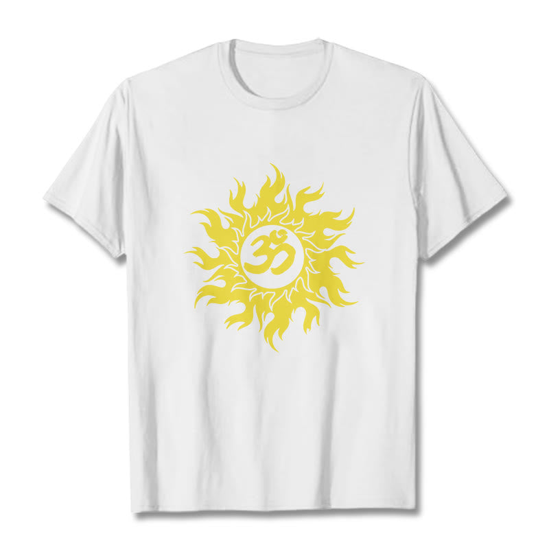 T-shirt Buddha Stones OM Mantra Sanskrit Gold Sun Tee - Blanc - 2XL - image 5
