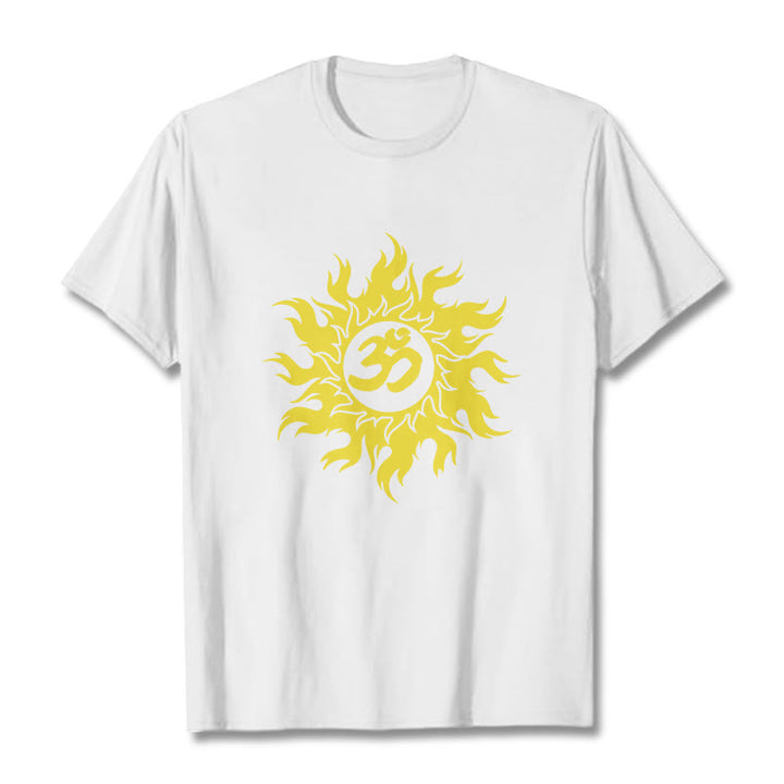 T-shirt Buddha Stones OM Mantra Sanskrit Gold Sun Tee - Blanc - 2XL - image 5