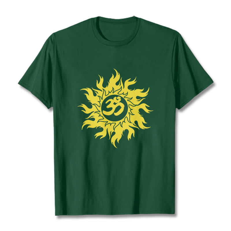 T-shirt Buddha Stones OM Mantra Sanskrit Gold Sun Tee - Vert forêt - 2XL - image 10