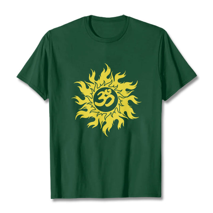 T-shirt Buddha Stones OM Mantra Sanskrit Gold Sun Tee - Vert forêt - 2XL - image 10