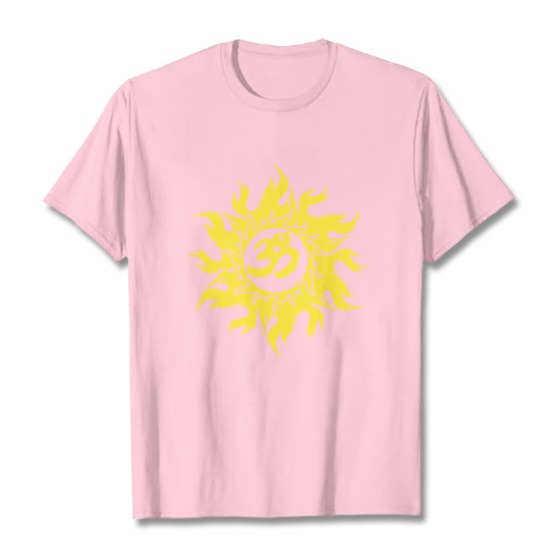 T-shirt Buddha Stones OM Mantra Sanskrit Gold Sun Tee - Rose clair - 2XL - image 12