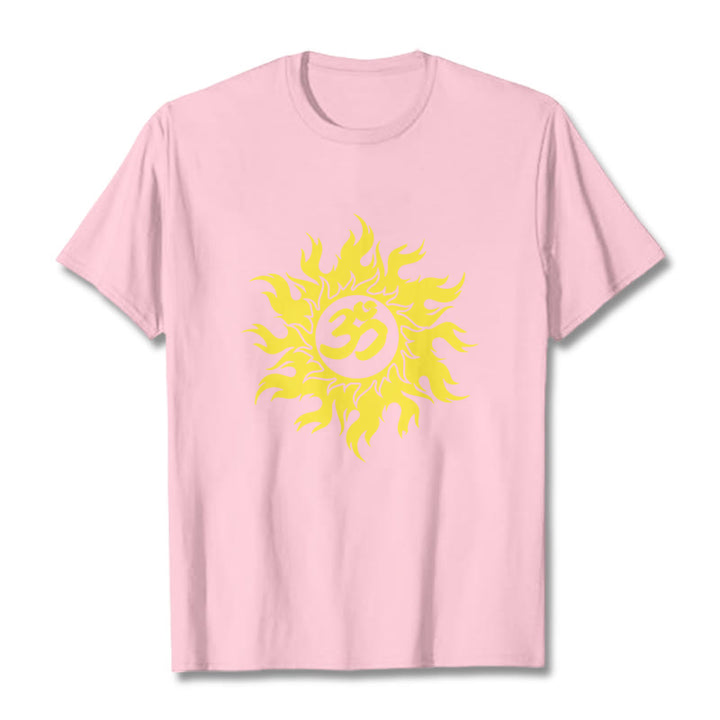 T-shirt Buddha Stones OM Mantra Sanskrit Gold Sun Tee - Rose clair - 2XL - image 12