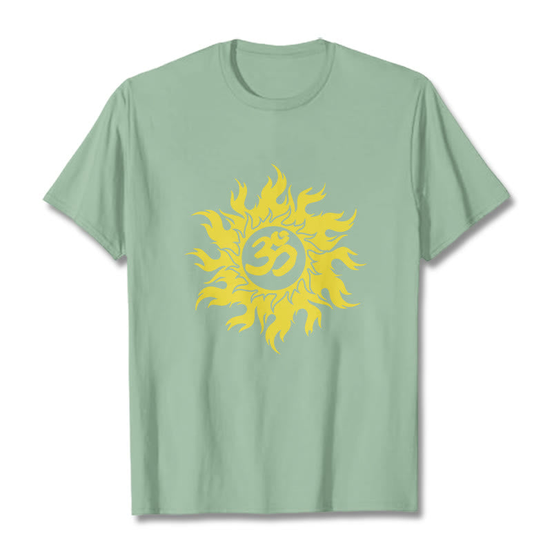 T-shirt Buddha Stones OM Mantra Sanskrit Gold Sun Tee - Vert pâle - 2XL - image 14