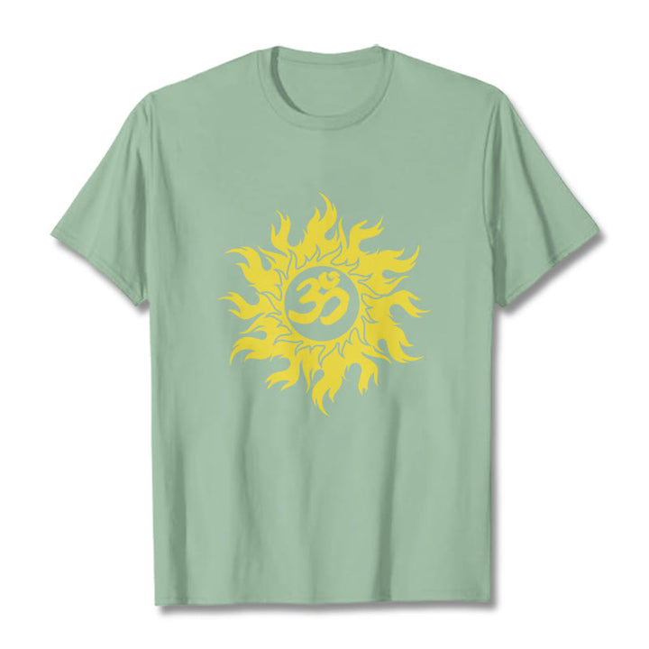 T-shirt Buddha Stones OM Mantra Sanskrit Gold Sun Tee - Vert pâle - 2XL - image 14