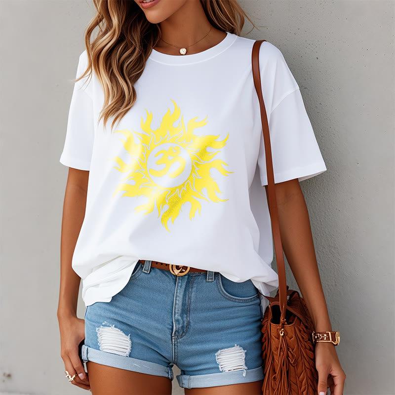 T-shirt Buddha Stones OM Mantra Sanskrit Gold Sun Tee - image 7
