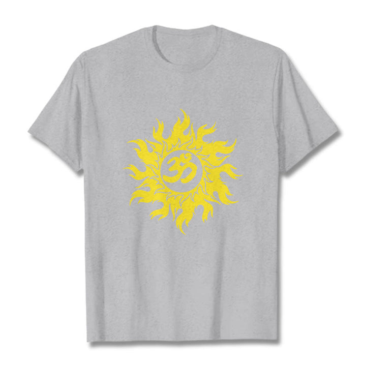 T-shirt Buddha Stones OM Mantra Sanskrit Gold Sun Tee - Gris clair - 2XL - image 19