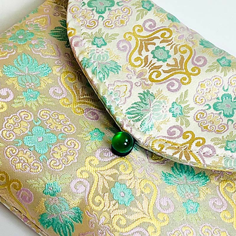 Sac bandoulière en polyester et coton brodé avec motifs de fleurs rétro et Buddha Stones
