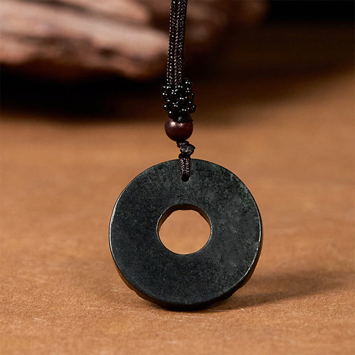 Buddha Stones pendentif en jade noir et vert tibétain Nanyang PiXiu avec boucle de paix et protection - image 6