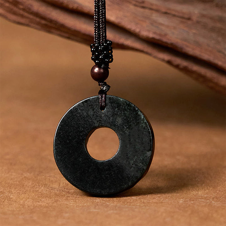 Buddha Stones pendentif en jade noir et vert tibétain Nanyang PiXiu avec boucle de paix et protection - image 4