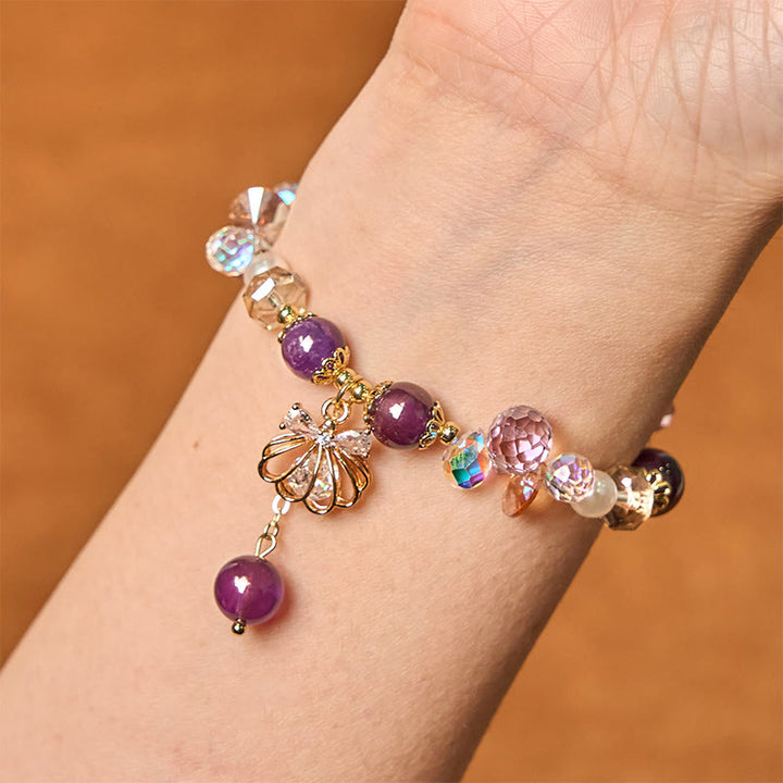 Bracelet de paix en Buddha Stones , améthyste, citrine, perle et coquillage