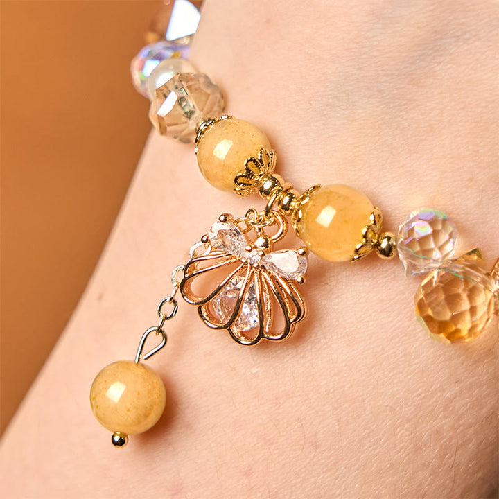 Bracelet de paix en Buddha Stones , améthyste, citrine, perle et coquillage