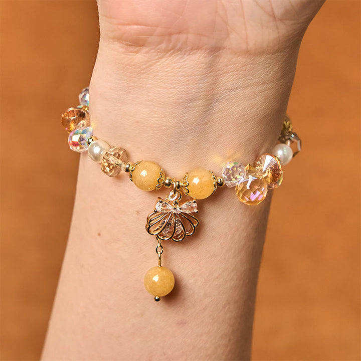 Bracelet de paix en Buddha Stones , améthyste, citrine, perle et coquillage