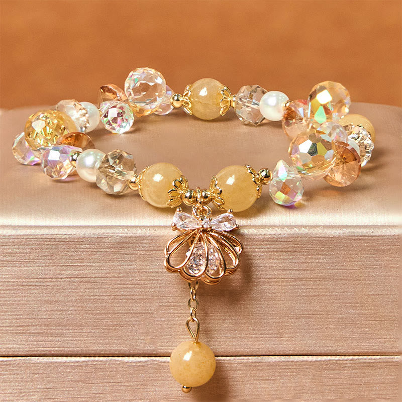 Bracelet de paix en Buddha Stones , améthyste, citrine, perle et coquillage