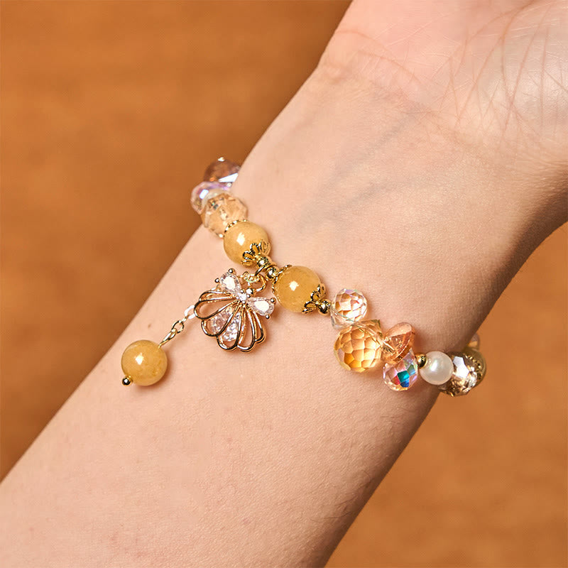 Bracelet de paix en Buddha Stones , améthyste, citrine, perle et coquillage